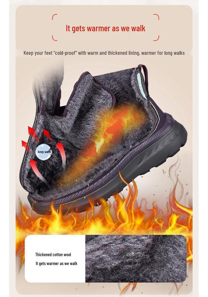 Zhang Kaili Damen Winter High-Top Samtgefütterte Rutschfeste Schneestiefel für Mütter mittleren Alters