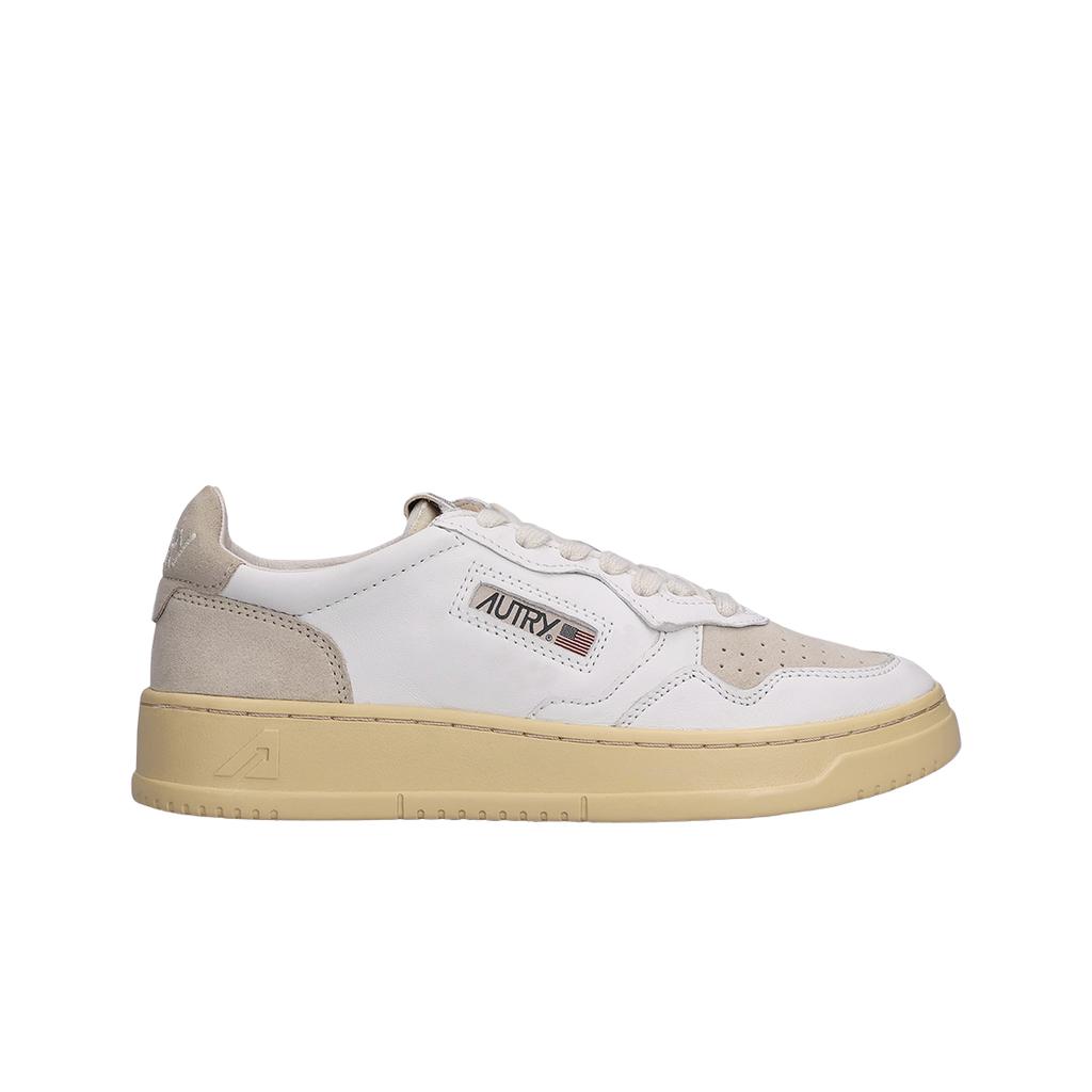 (w) Autry Medalist Low Suede Leather Sneakers White Sand Brown