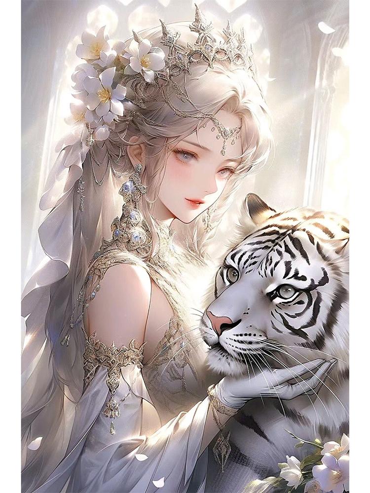 Diamond Painting Embroidery of the Zodiac and Anime Fairy Portrait Set 5DDIY Colorful Dragon, Rabbit, and Pig Home Decoration