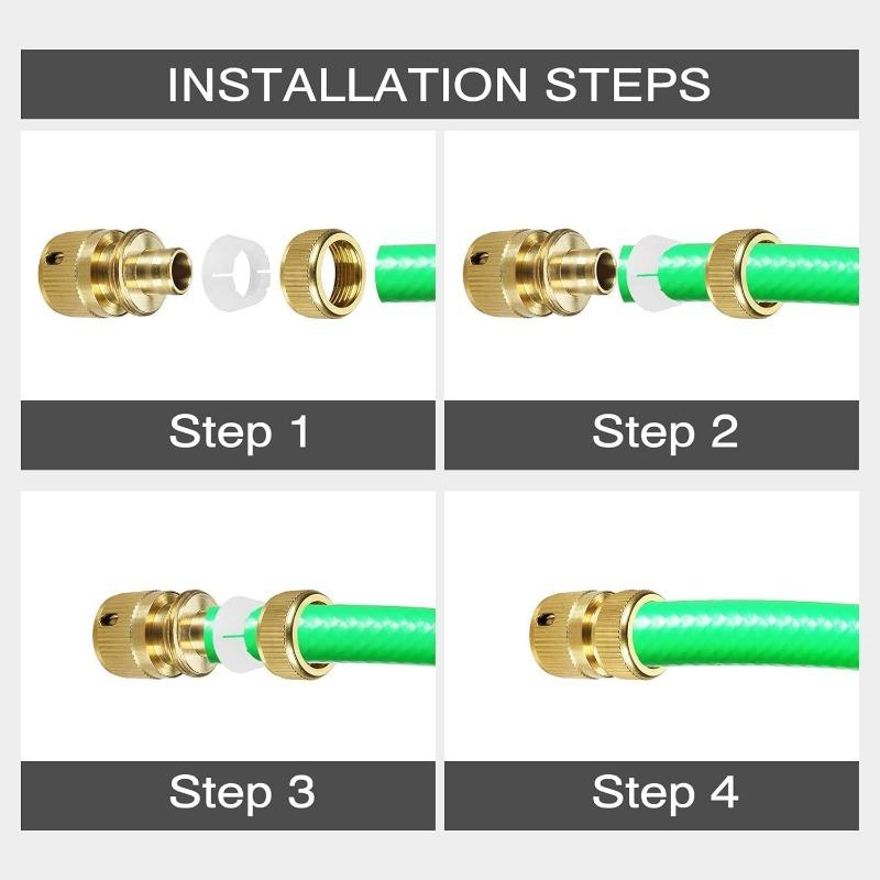 4pcs 1/2 Inch Garden Hose Quick Connectors Brass Quick Hose End Connectors Garden Hose Nozzle Connection Kit for Kitchen Garden Outdoor Hose Tools