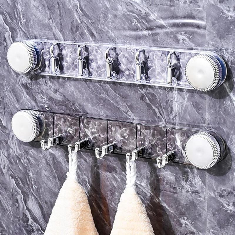 5 Haken Drehbarer Saugnapfhaken Stanzfrei Stark Tragfähig Badezimmer Handtuchhalter Wandmontiert Wellenförmige Reihenhaken