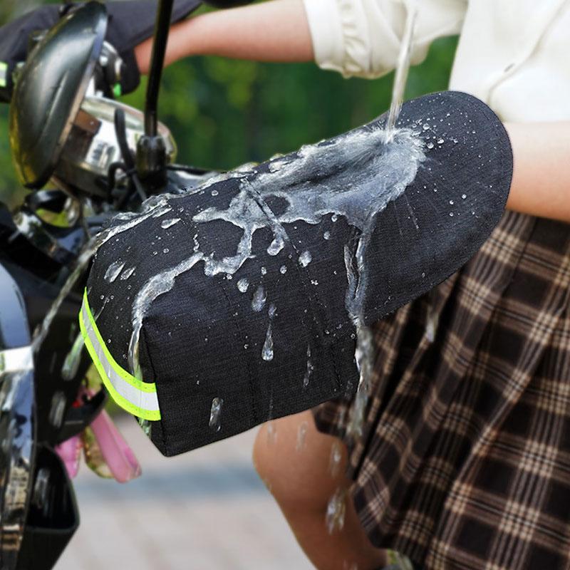 Black Electric Sunscreen Gloves Cover Night Reflective Motorcycle Bicycle Glove PU Waterproof Windproof Breathable Handle Cover