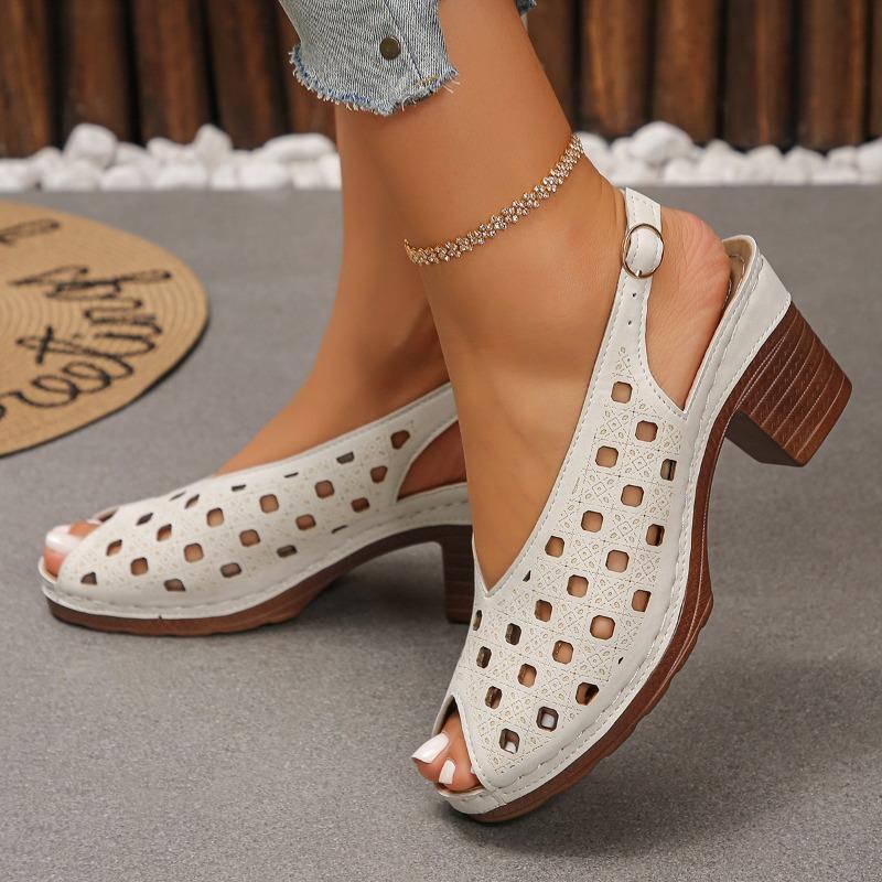 Women's Sandals 2026 New Summer Classic Retro Slip-on Comfortable High Heels Breathable Non-slip Light Sandals for Women Mujer