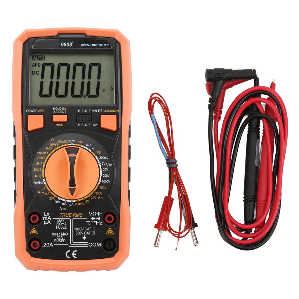 9808+ High Accuracy Digital Multimeter Multifunctional Electrical Tester Measuring AC DC Voltage Current Capacitance