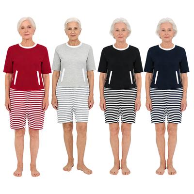 Womens Elderly Adaptive Jumpsuit Back Zipper Crotch Zipper Color Blocking Anti Strip Romper Bodysuit Alzheimers