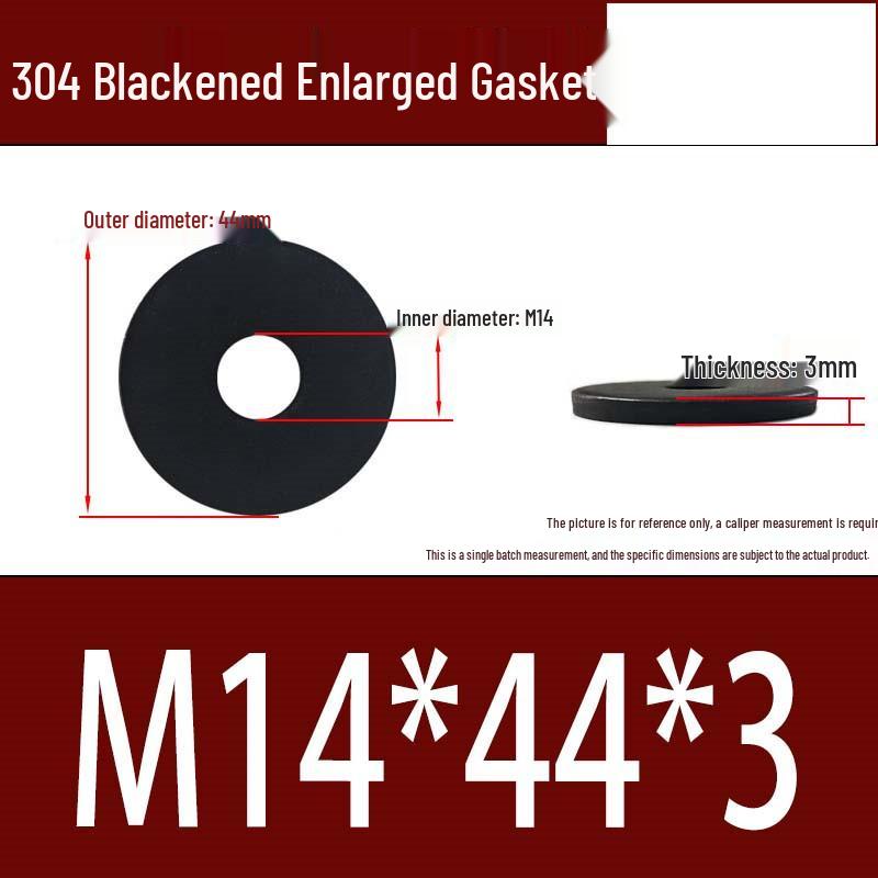 Large Black 304 Stainless Steel Ultra-Thin Oversized Flat Washer, Zinc-Plated