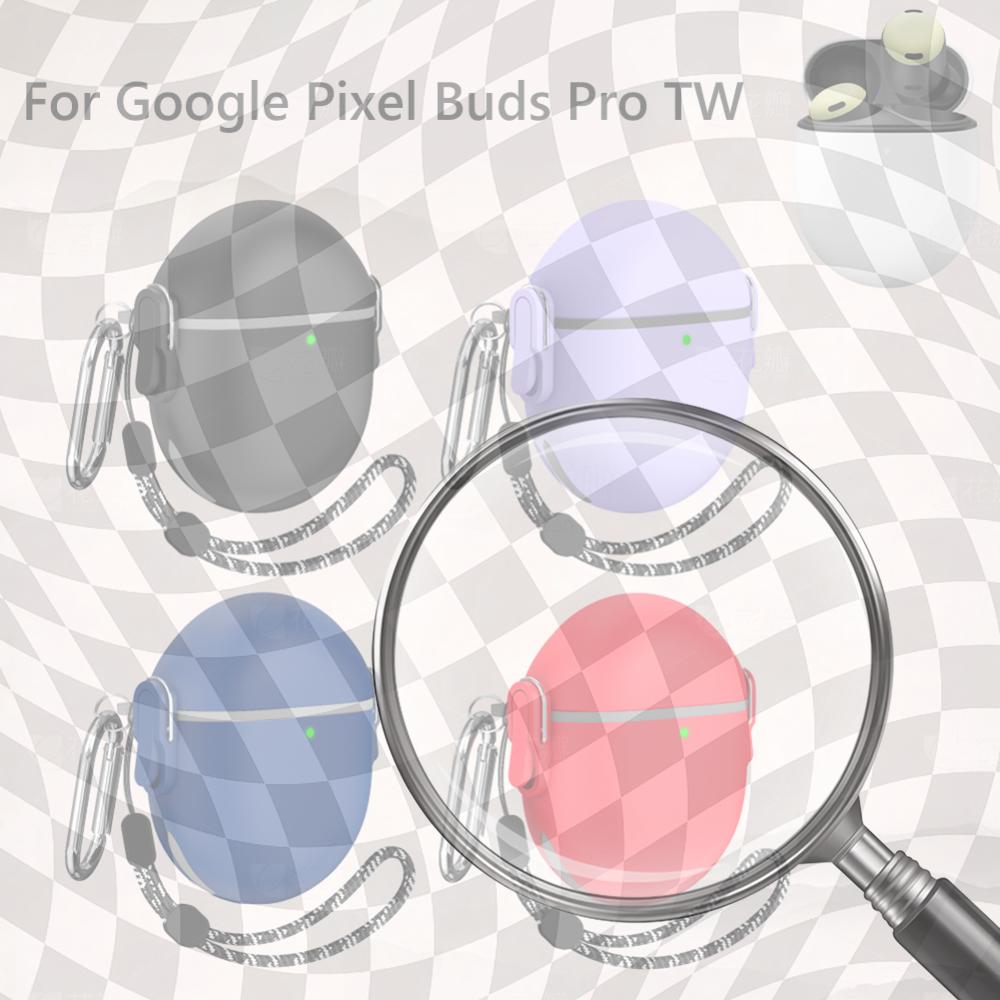 TPU PC Headphone Shell With Lanyard Hook Wireless Headphones Cover Waterproof Dual-elastic On-off Snap for Google Pixel Buds Pro