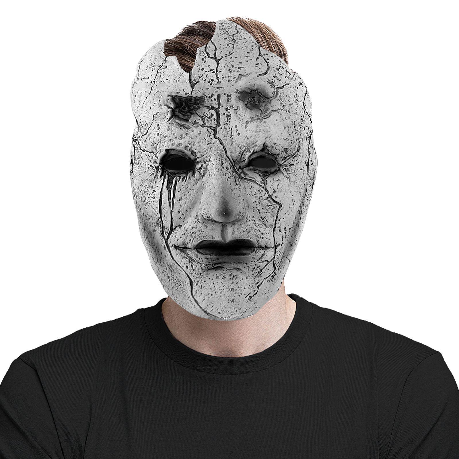 Black WuHua Shen Kong Latex Horror Half-Face Mask for Halloween & Masquerade Parties