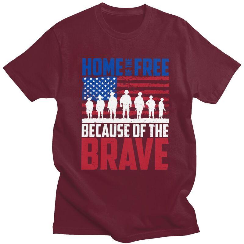 Custom Home Of The Free Because Of The Brave T Shirt Men Short Sleeves 100 Cotton Tshirt Leisure Veteran Patriotic Tees