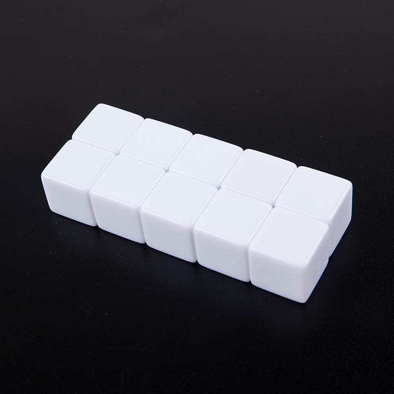 10pcs/pack New Acrylic 19mm White Blank Dice Teaching Props Game Accessories Mathematical Tools Square Corner No.19 Glossy Dice