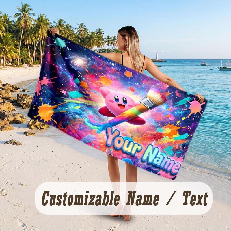 Personalized Beach Towel,Kirby Custom Printed Name Text, Super Absorbent Towel For Beach Vacation