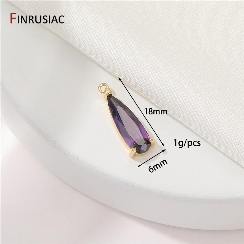 DIY Pendant Necklace Making Accessories 14K Gold Plated Brass Zircon Geometric Charms For Women Jewelry Making Supplies