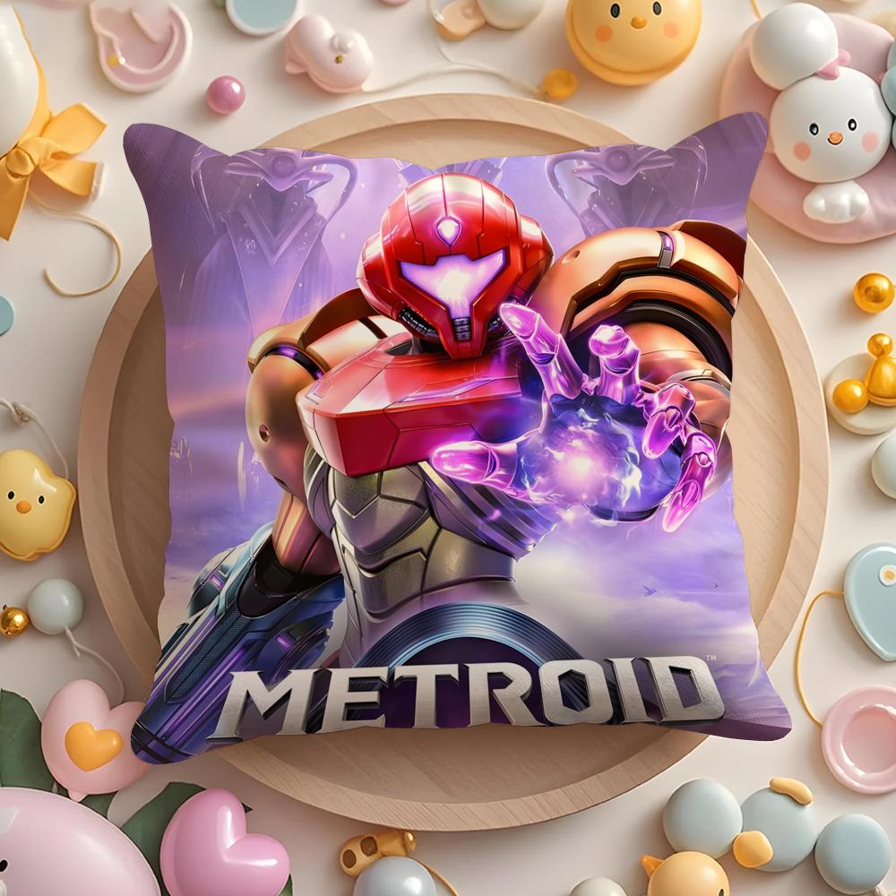 M-Metroid Anime Cushion Cover Home & Car Multi-Scene Pillow Cover - Reversible, Soft & Durable for Daily Use