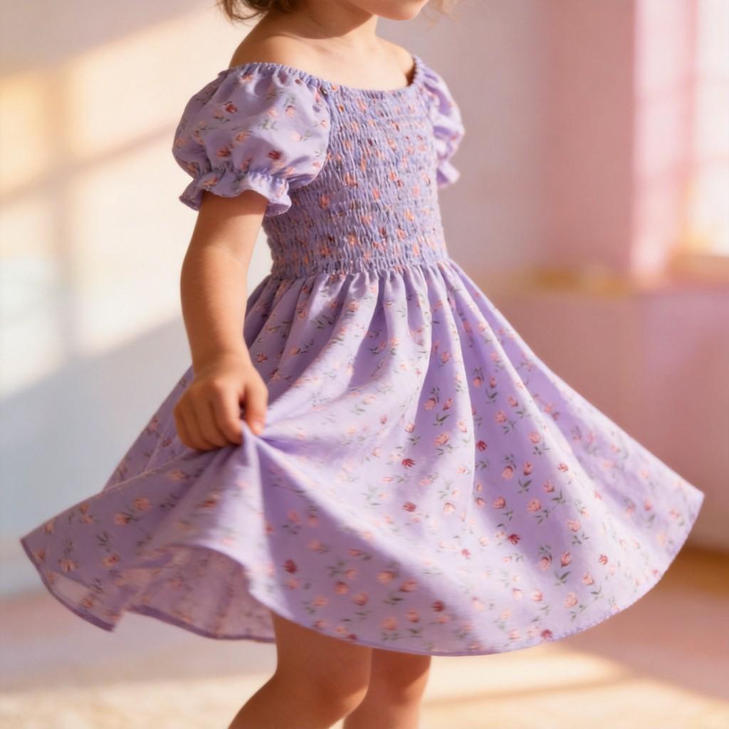 Girl Summer Princess Dress With Floral Print Cotton Blend For Toddler