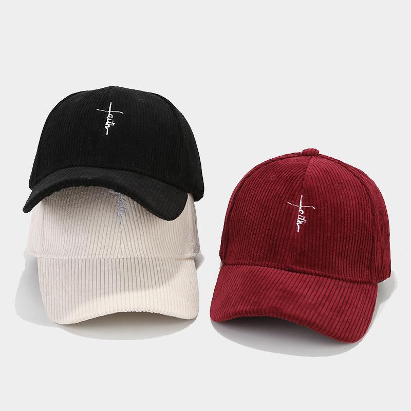 European and American fashion personalized small letter embroidered corduroy baseball cap spring and autumn new simple trend versatile cap