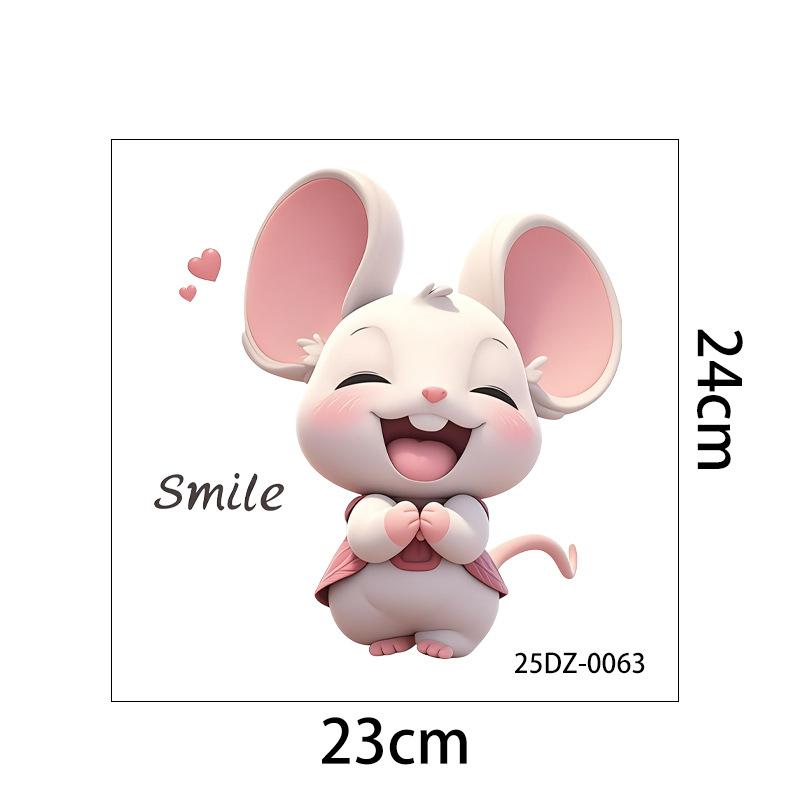 Self-adhesive Cute Cartoon Smiling Mouse Toilet Stickers for Bathroom Toilet Seat and Tank Home Decor