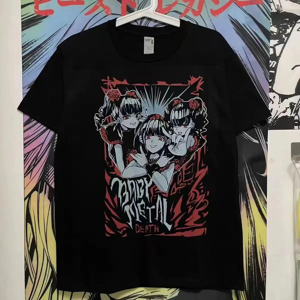 Gothic Rock Harajuku T-shirt Babymetal Japan Band T Shirt Hip-hop Rock Band Casual Short Sleeve Y2k Aesthetic Tees Unisex