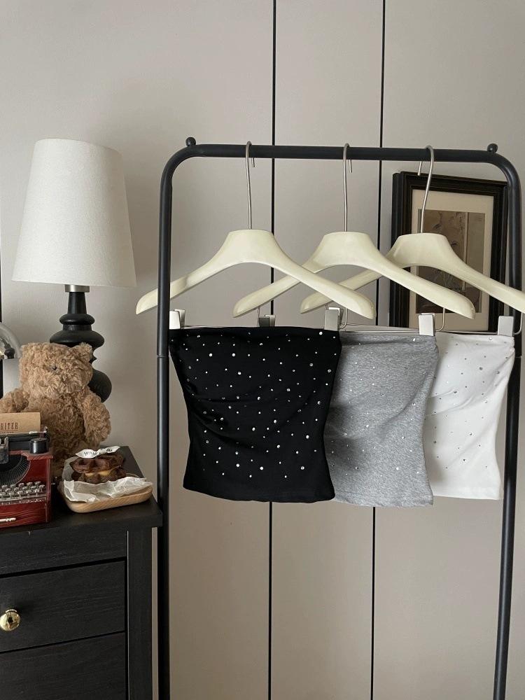 Hot Rhinestone Bodycon Bandeau Tank - Women's Summer Innerwear & Outerwear