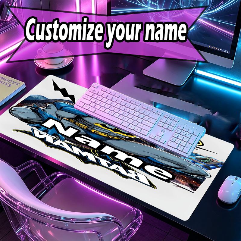 Custom Name Personalized Batman Pattern Mousepad, Laptop PC Desk Mat, Decorative Desk Mat for Home Keyboard Pad Gift