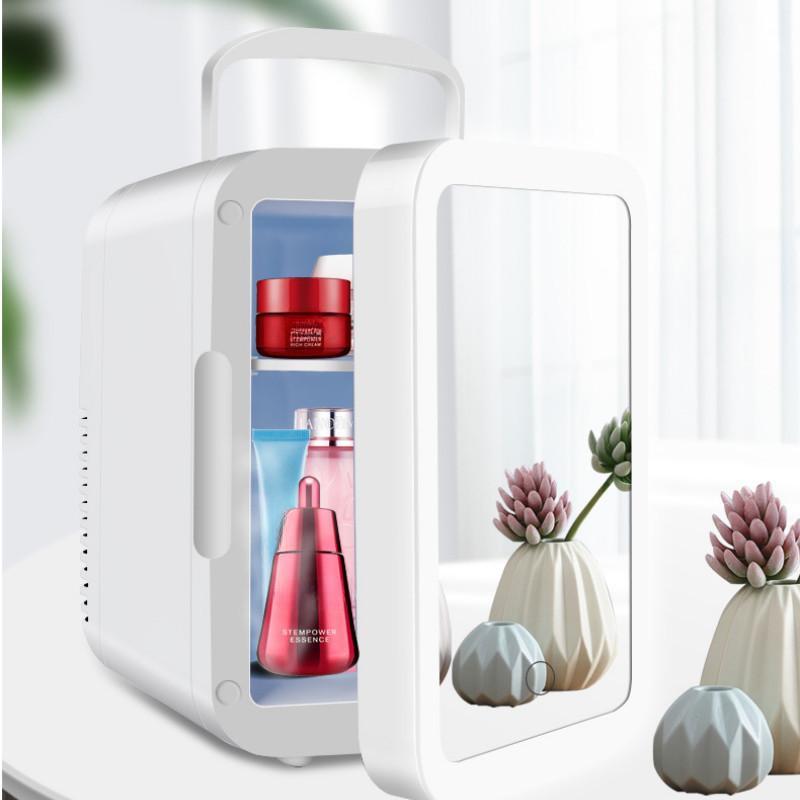 24 * 23 * 17.5cm Small Fridge With Makeup Mirror Mini Car Refrigerator Home & Car Dual-use Skin Care Products Refrigerating Equipment
