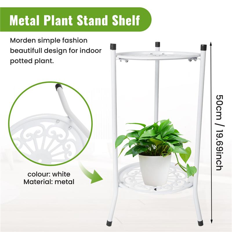 Good-Two-Layer Elegant Metal Plant Stand Shelf Potted Plant Holder Modern Tall Plant Pot Stands For Indoor Outdoor Decor