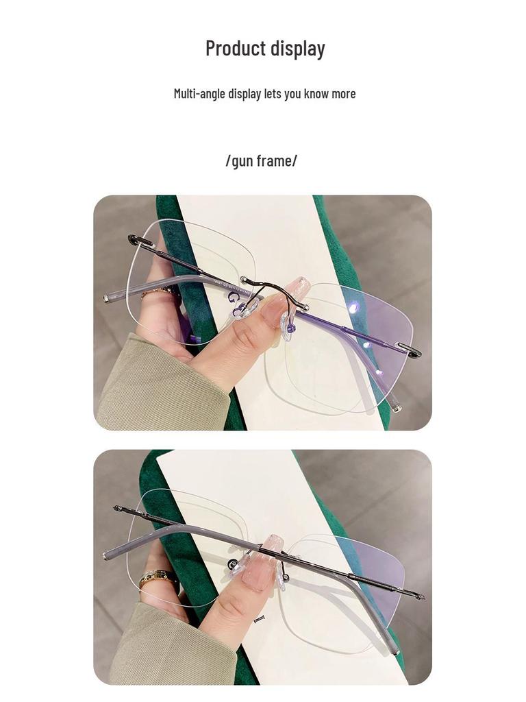 Randlose Cut-Edge Blaulichtfilter-Brillenfassung für Männer & Frauen - Schlankmachend für das nackte Gesicht, Große Passform, Myopie-kompatibel