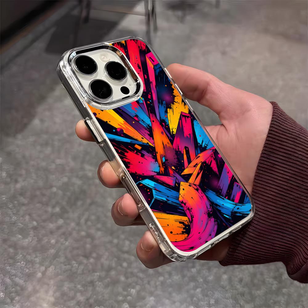 

Крутой чехол для телефона с граффити-артом для IPhone 17 Air 16 E 15 14 13 12 11 Plus Pro Max, гальванизированный прозрачный мягкий чехол iPhone17 Pro Max