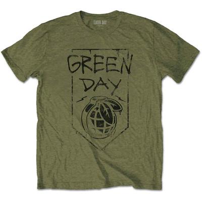 Green Day tričko Grenade logo kapely oficiální pánské organické vojenská zelená M