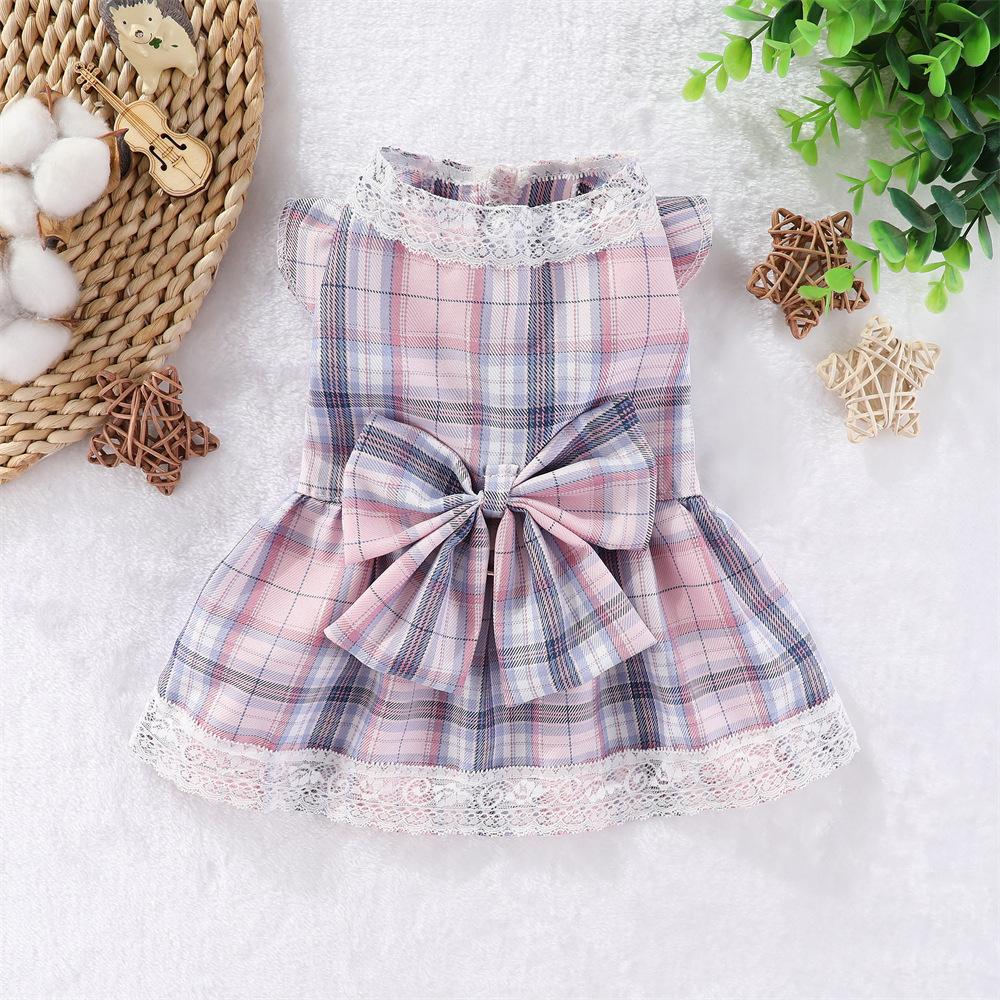 Pet Jk Skirt Pet Summer Thin Dog Clothes Medium and Small Dog Teddy Than Bear Summer Clothes Cat Clothes Can Be Towed