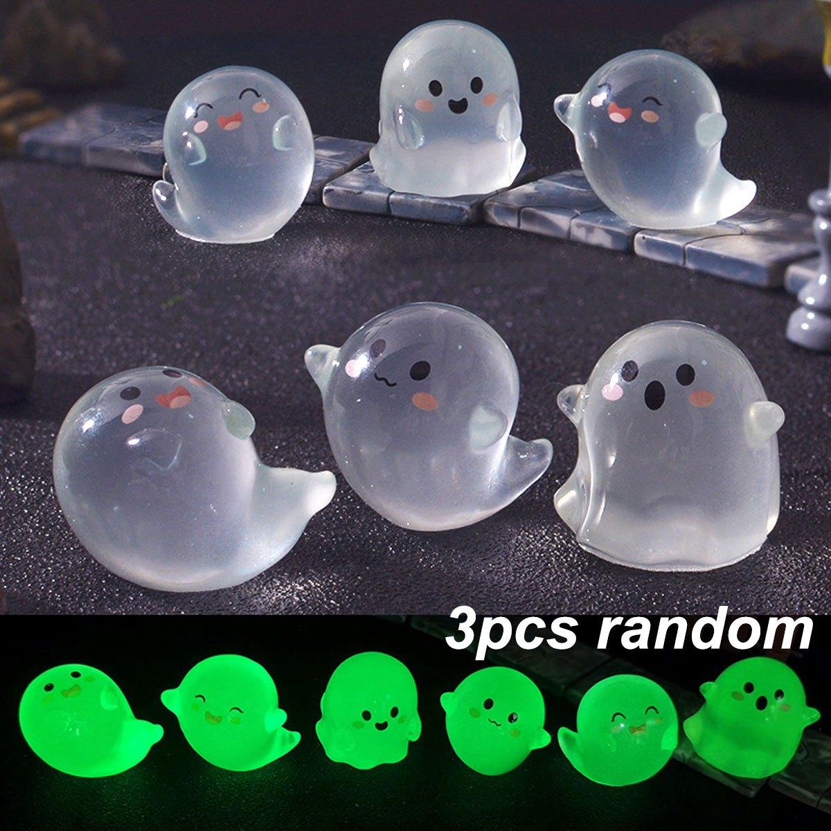 

3Pcs Of Cute Halloween Ghost Small Sculptures Luminous Micro-Landscape Garden Art Decoration Small Ornaments ZSY
