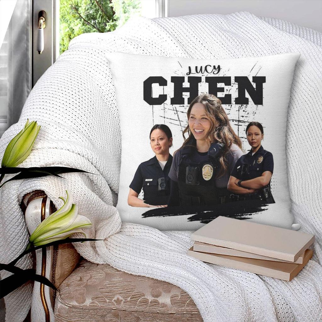 Lucy Chen Melissa O'Neil The Rookie Square Pillowcase Polyester Linen Velvet Pattern Zip Decor Sofa Seater Cushion Cover 18"
