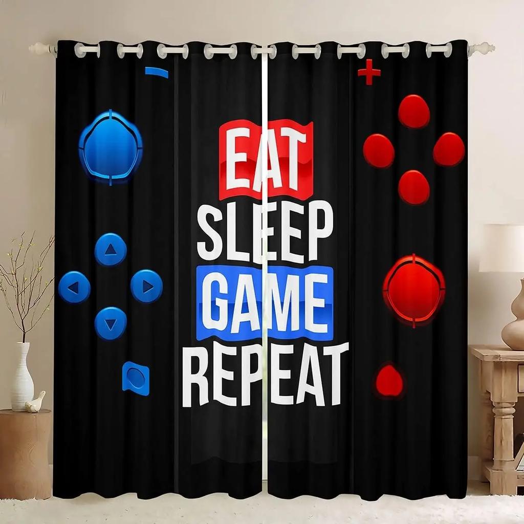 Gamer Curtains for Children's Bedroom, Gaming Window Treatments, Living Room, Kids, Teens, Boys