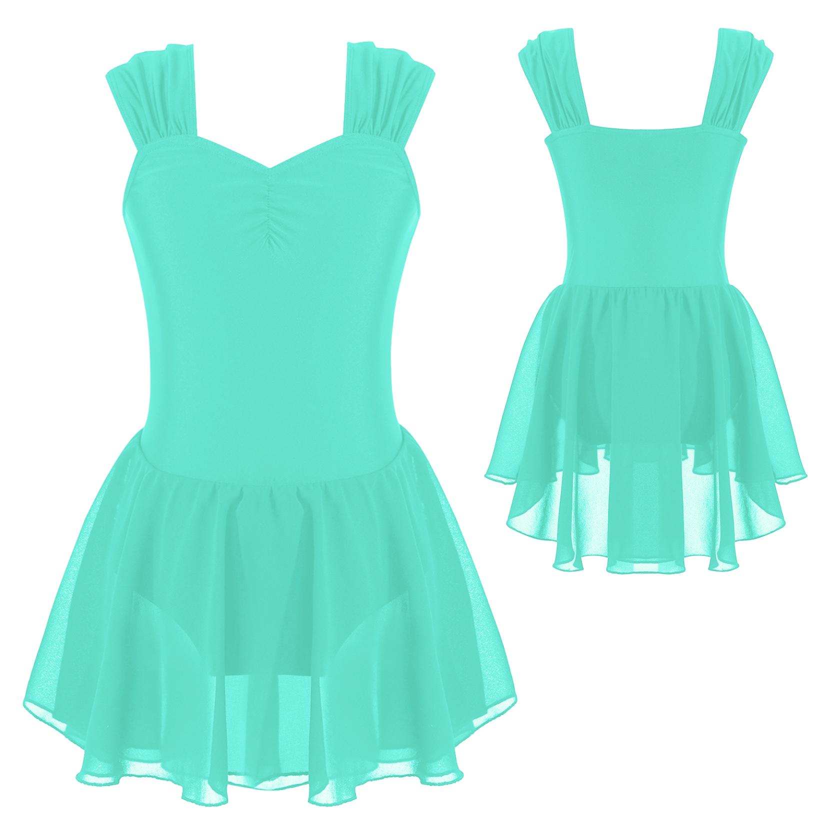 IEFiEL Kinderen Meisjes Mouwloze Ruches Ballet Dans Tutu Jurk Turnpakje Figuur Schaatsen Jurk Ballerina Kostuum 3-4 Years groen