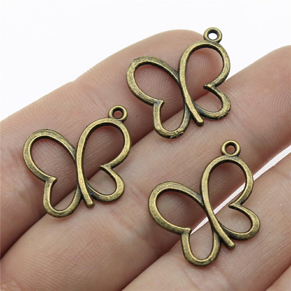 20pcs Vintage Bronze Color Butterfly Charms Pendants DIY Crafts Making Findings Handmade Tibetan Jewelry