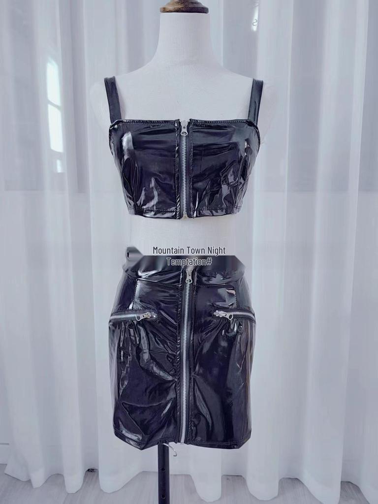 Xi Yun Sexy Evropská a Americká Mini Sukně z Patentní Kůže pro Noční Kluby
