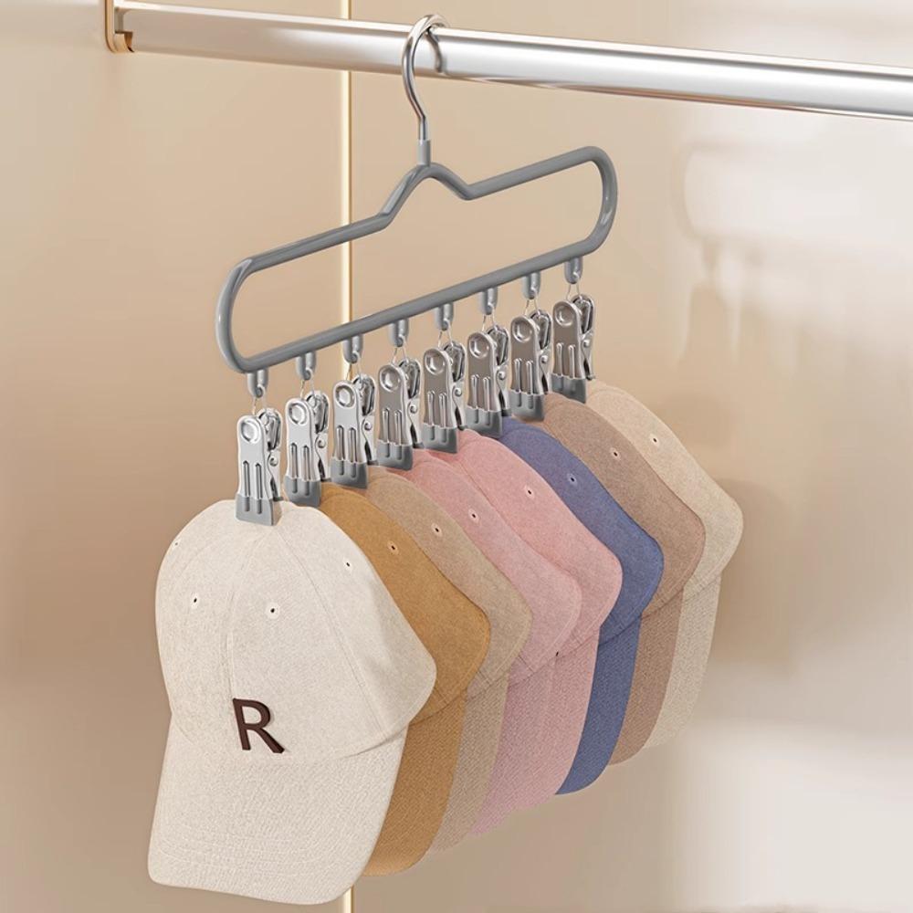 Portable 8 Clips Clothes Drying Rack Stainless Steel Bold Socks Underwear Clips Windproof Hat Rack for Home Dormitory серый