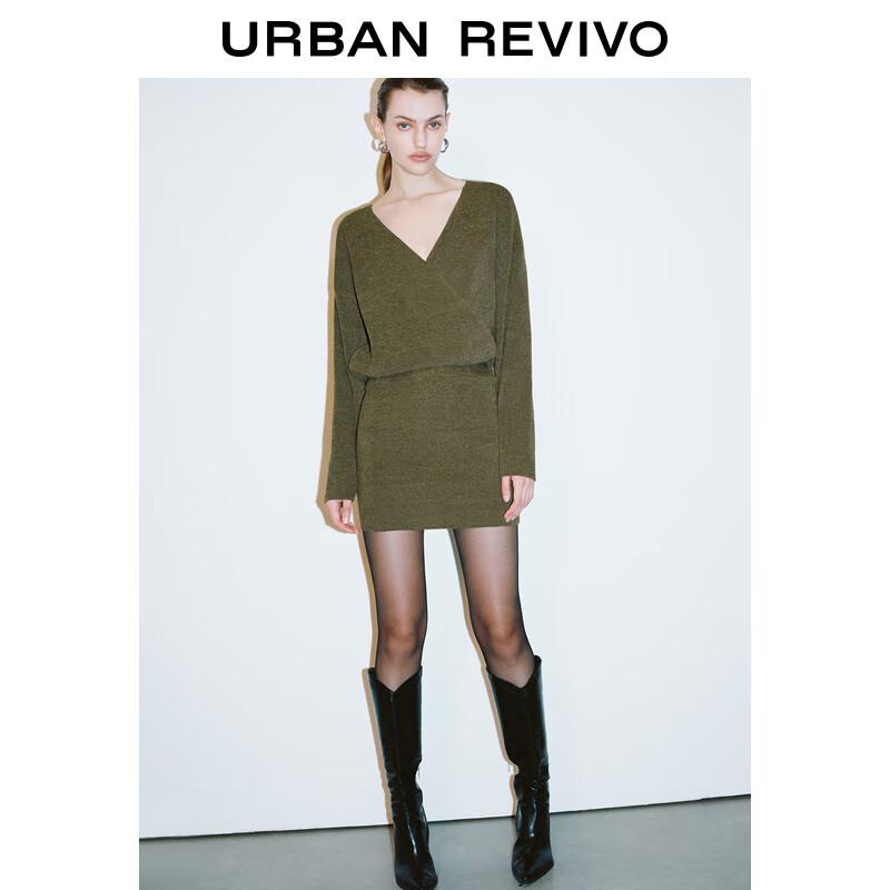 UR 2025 Spring Women's V-Neck Knit Mini Dress