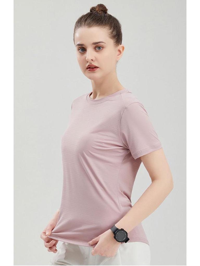 Women's Lightweight Quick-Dry Casual Sports T-shirt - Round Neck, Breathable, Comfortable, Short Sleeve, Customizable.