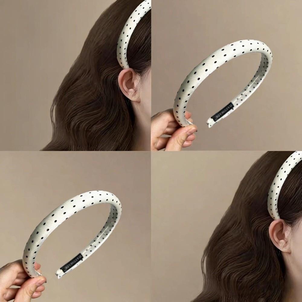 Non-Slip Wide Headband Thin Vintage Hair Hoop Elegant Polka Dot Headband Women