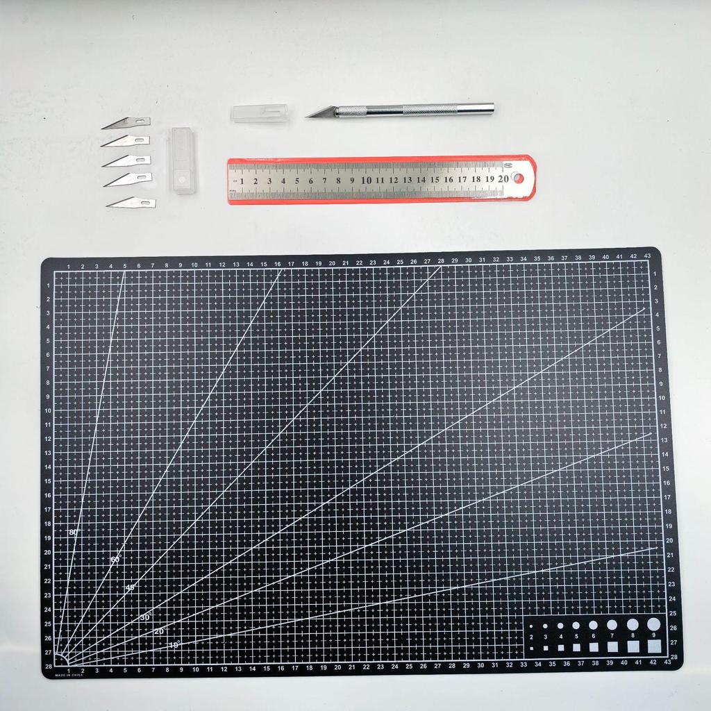 A3/A4/A5 Cutting Board & Stationery Set: Engraving Pen, Ruler, Carving Knife, Mat Board - Multi-piece Handmade Craft Kit