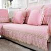 European Style Large Skirt Sofa Mat Four Seasons Short Plush Anti Slip Sofa Cover Simple Lace Solid Color Backrest Towel