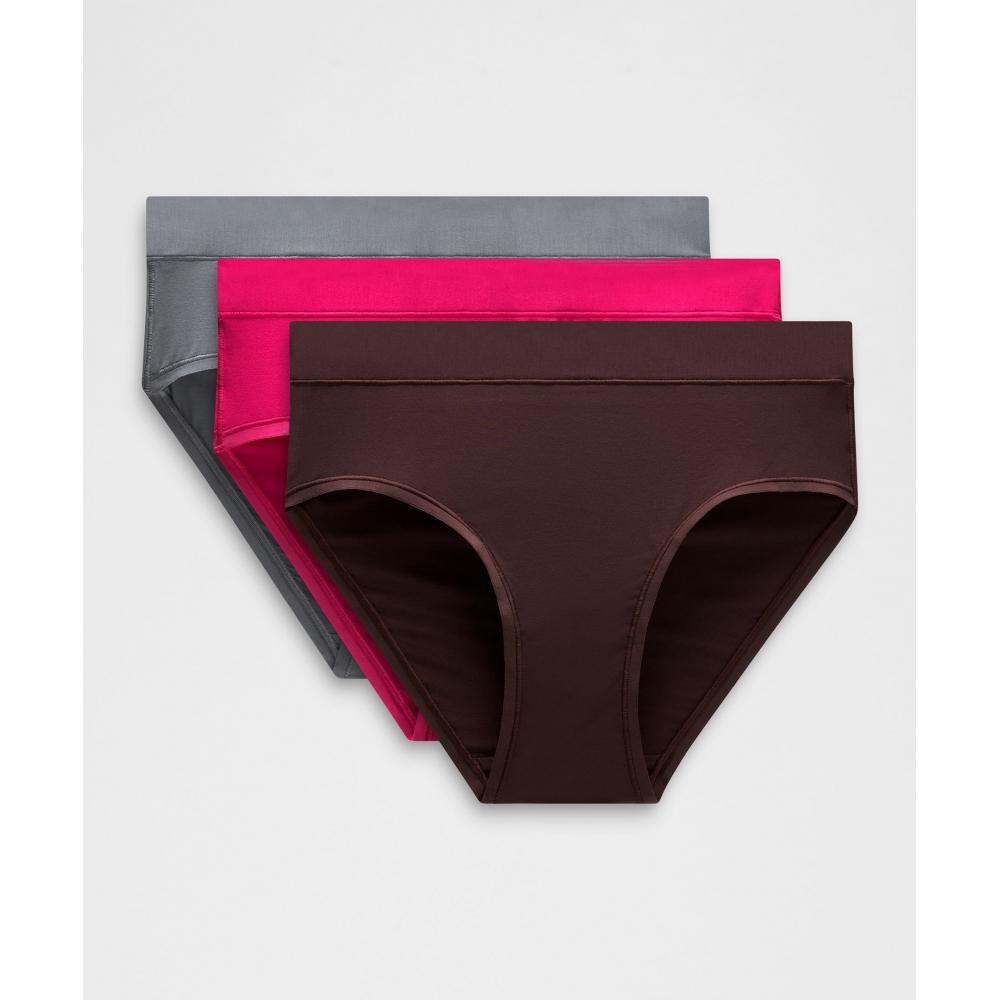 

Lululemon Underease High Rise Bikini Underwear 3 Pack Passionate Solar Grey Goodnight Plum XXL