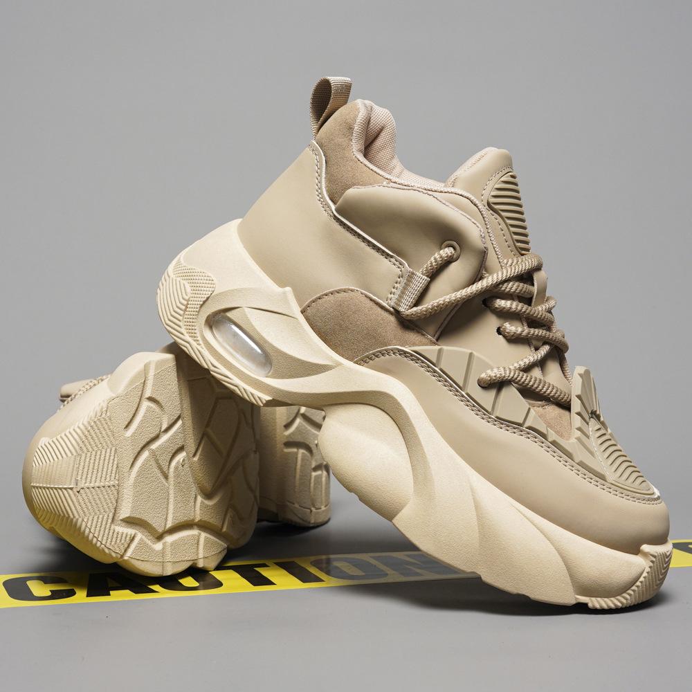 Chunky Sneaker Men Designer Air Cushion Sport Shoes Fashion Casual Microfiber Leather Breathable Height Increased Platform Shoes