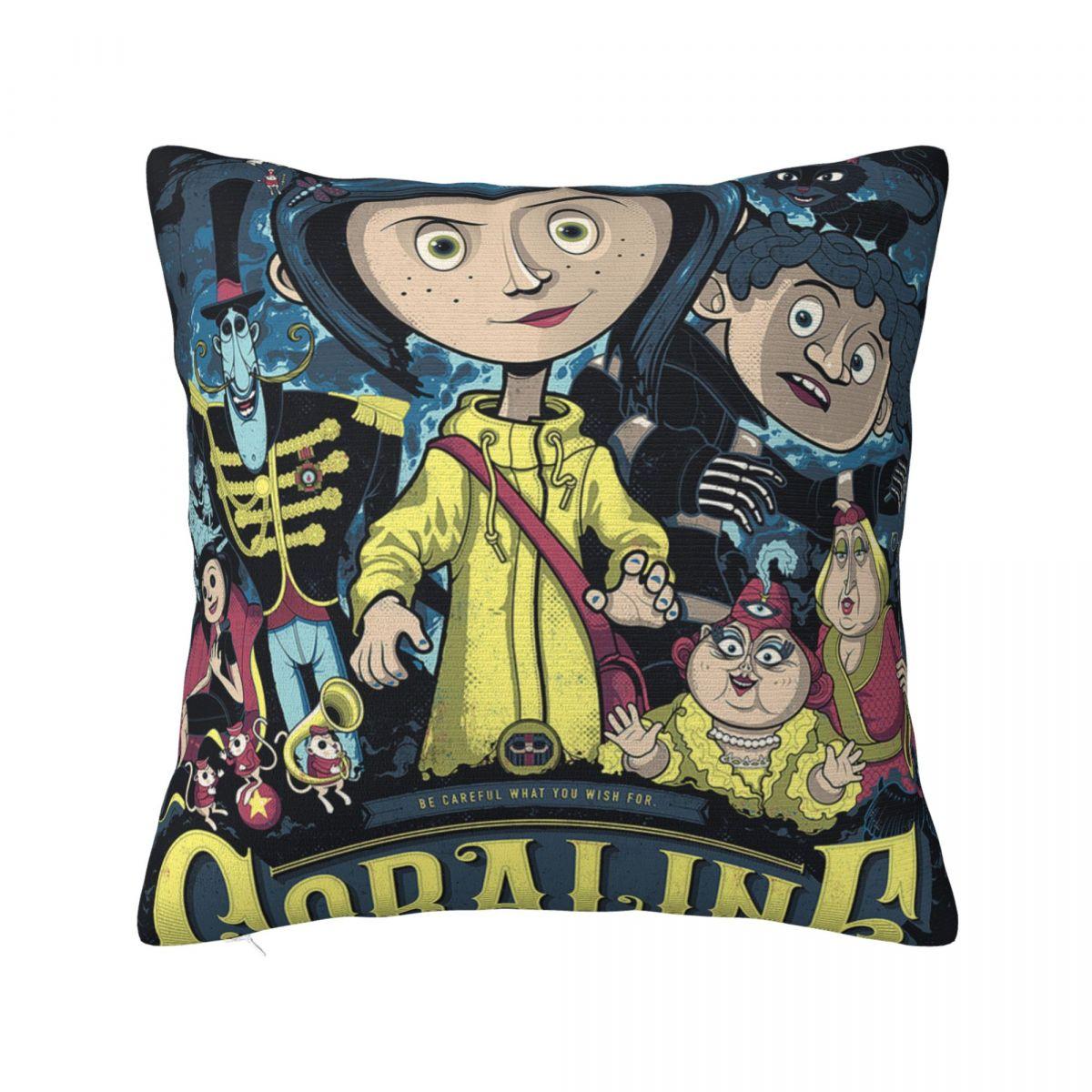 Коралина Тайна двери Квадратная наволочка Подушки для дивана Фэнтези Ужасы Девочка Повседневная наволочка 30x30cm