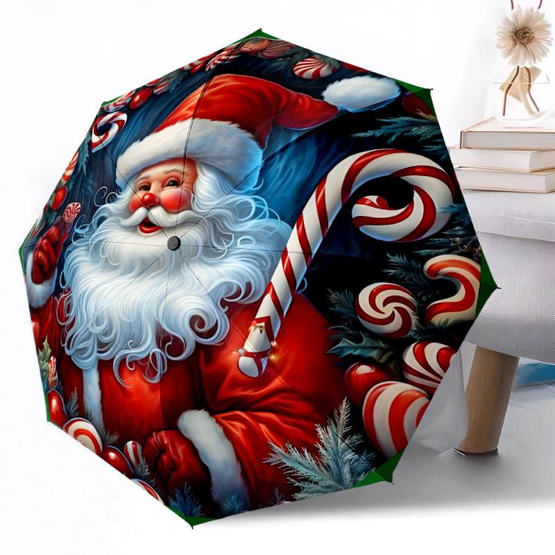 Stained Glass Reindeer Art Compact Travel Automatic Umbrella with 8-Rib Lightweight Travel Essential Fashion Lovers