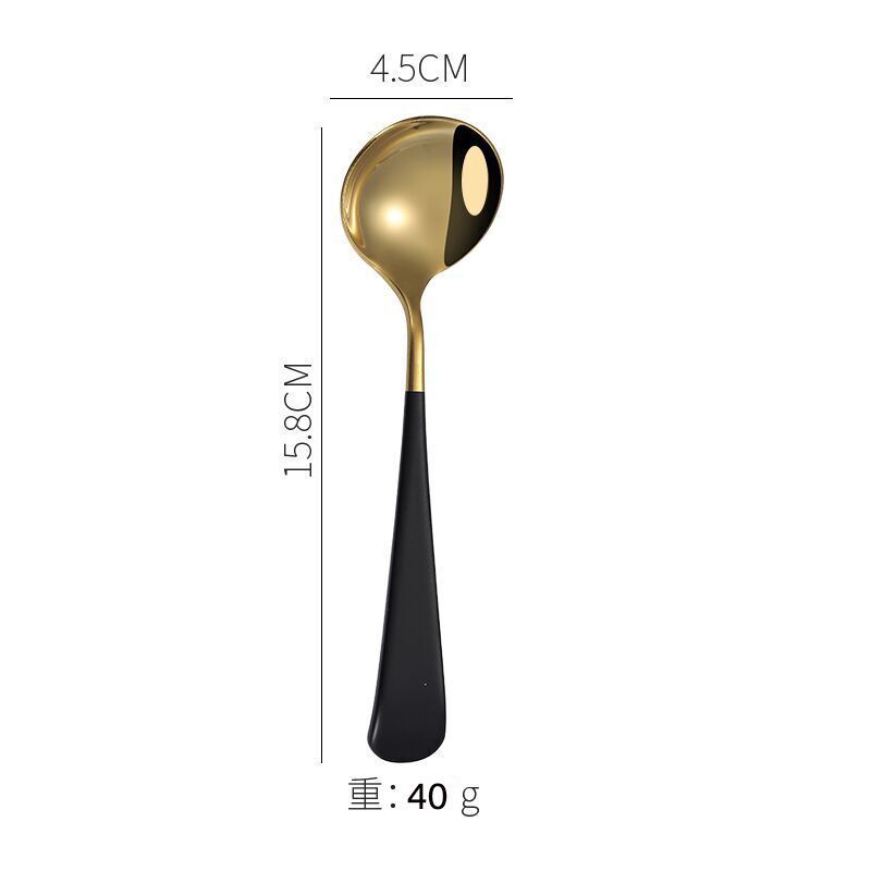 1Pc Round Stainless Steel Soup Spoon 16cm Dishwasher Safe Coffee Dessert Stirring Spoon for Home Kitchen
