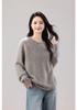 Women's Seamless Round Neck Sweater: 90% Wool, 5% Cashmere, 5% Silk.