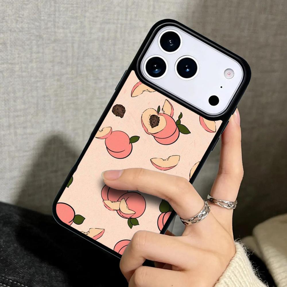 Capa Case for iPhone 17 Air 16 Pro Max 15 Plus 11 13 Mini 14 12 Back Phone Cover Pink Peaches Aesthetic