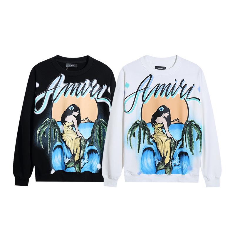 AMIRI Unisex High-Definition Print Casual Hoodie - 2024 Autumn/Winter American Trendy Collection