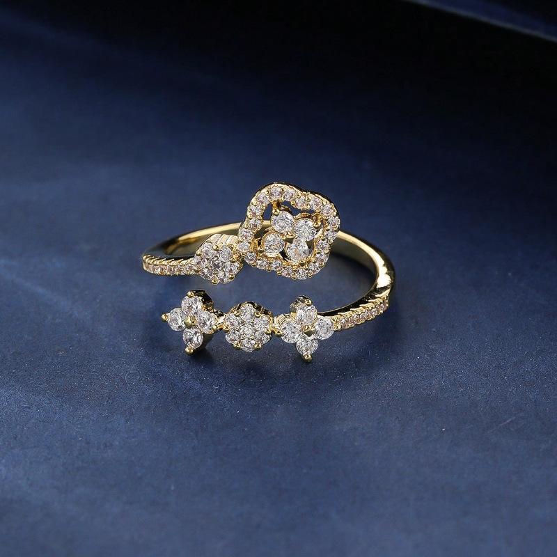 Fashion, personality, niche, exquisite design, floral ring, cool style